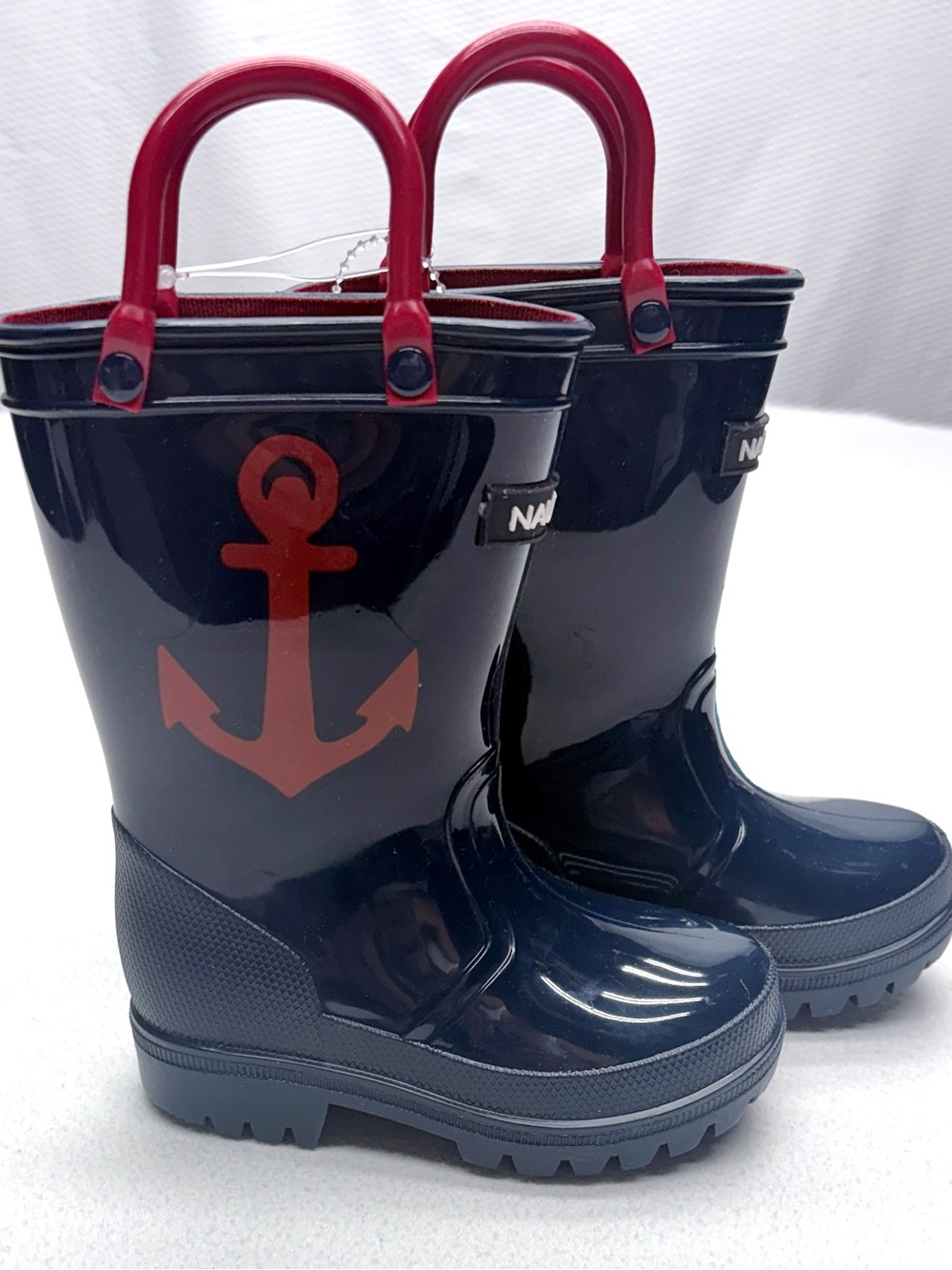 Nautica Everett Rain Boots Kids 5T Navy Red Anchor NWT